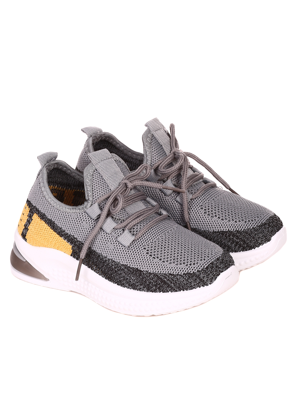 Ежедневни детски обувки в сиво и жълто 18U-22058 grey/yellow