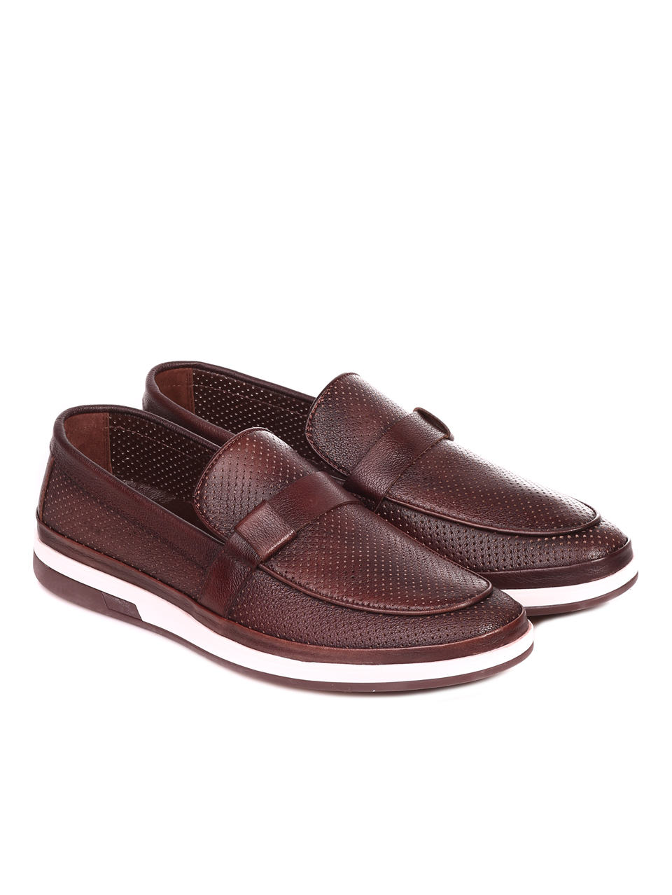 Ежедневни мъжки обувки от естествена кожа 7AT-22285 brown
