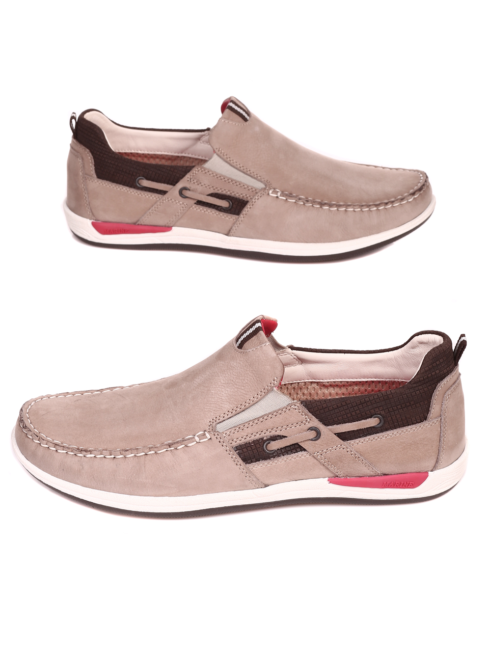 Ежедневни мъжки обувки от естествен набук 7AT-22288 beige