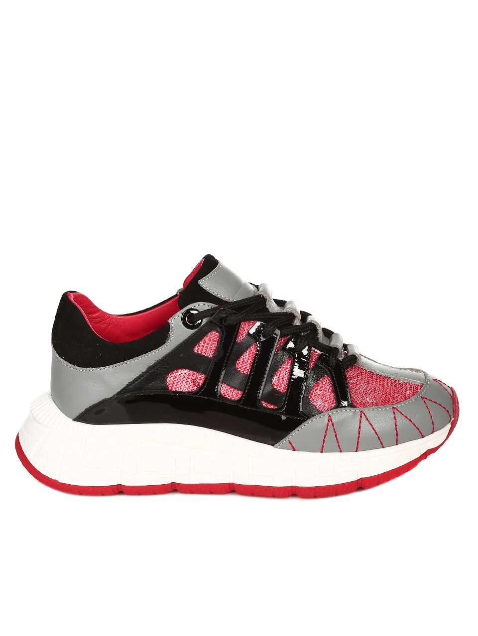 Ежедневни дамски обувки от естествена кожа  3AT-22318 black/red