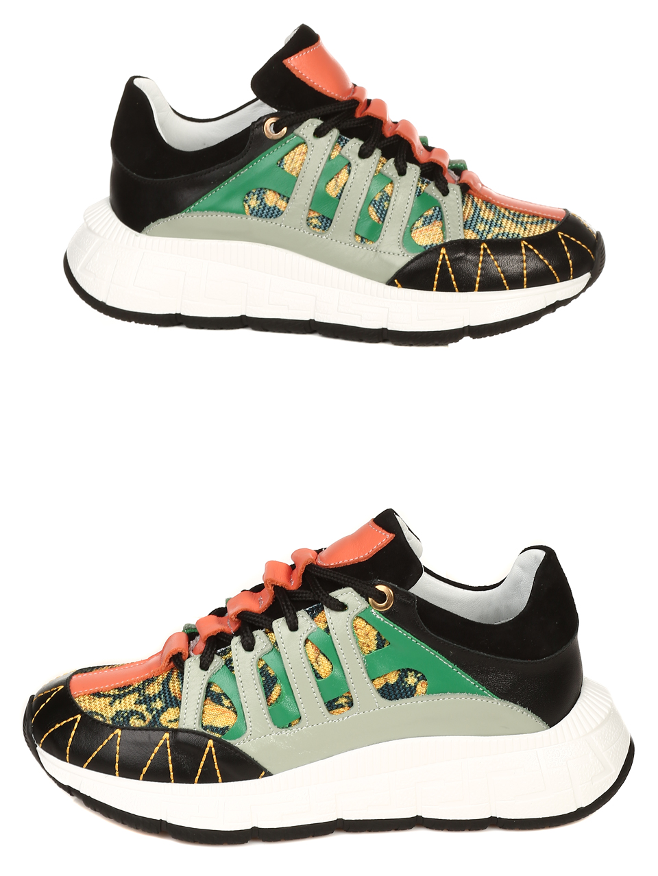 Ежедневни дамски обувки от естествена кожа  3AT-22318 black/green