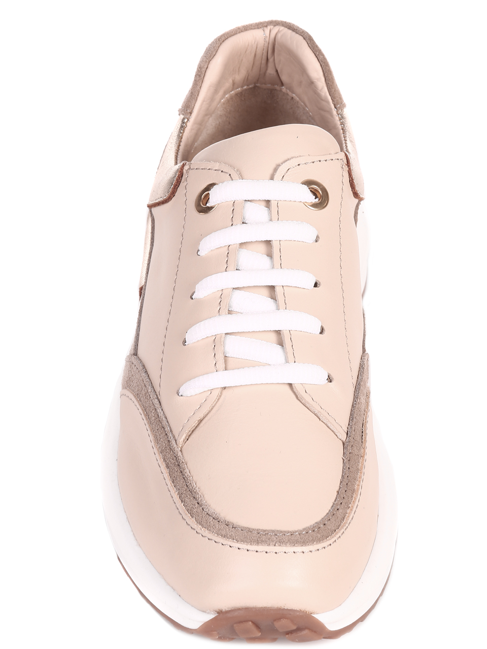 Ежедневни дамски комфортни обувки от естествена кожа в бежово 3AT-22303 beige