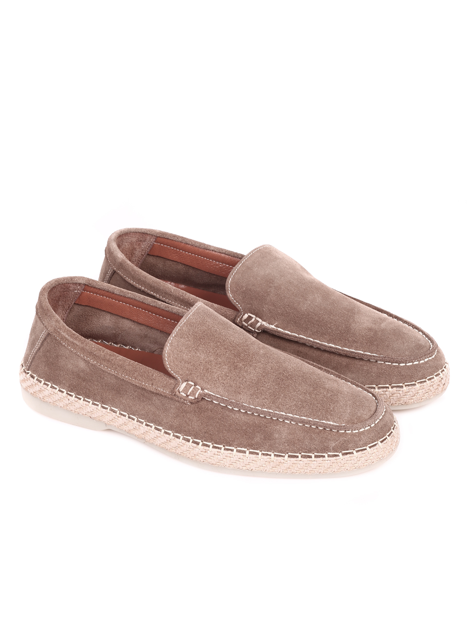 Ежедневни мъжки обувки от естествен велур 7AT-22328 taupe