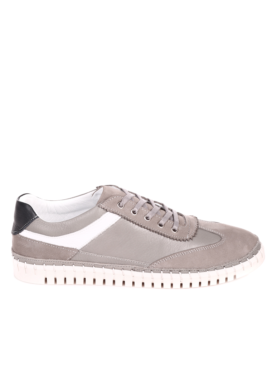 Ежедневни мъжки обувки от естествена кожа и естествен набук 7AT-22329 khaki