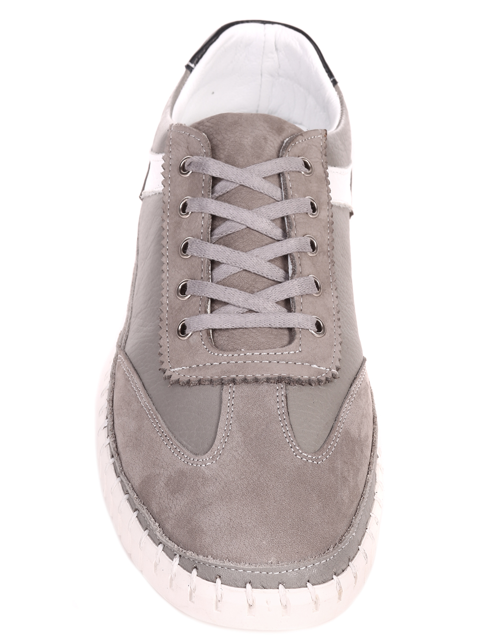 Ежедневни мъжки обувки от естествена кожа и естествен набук 7AT-22329 khaki