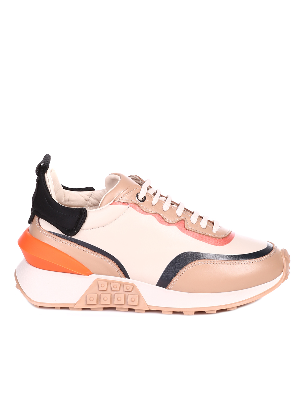 Ежедневни дамски обувки от естествена кожа в бежво 3AT-22301 beige
