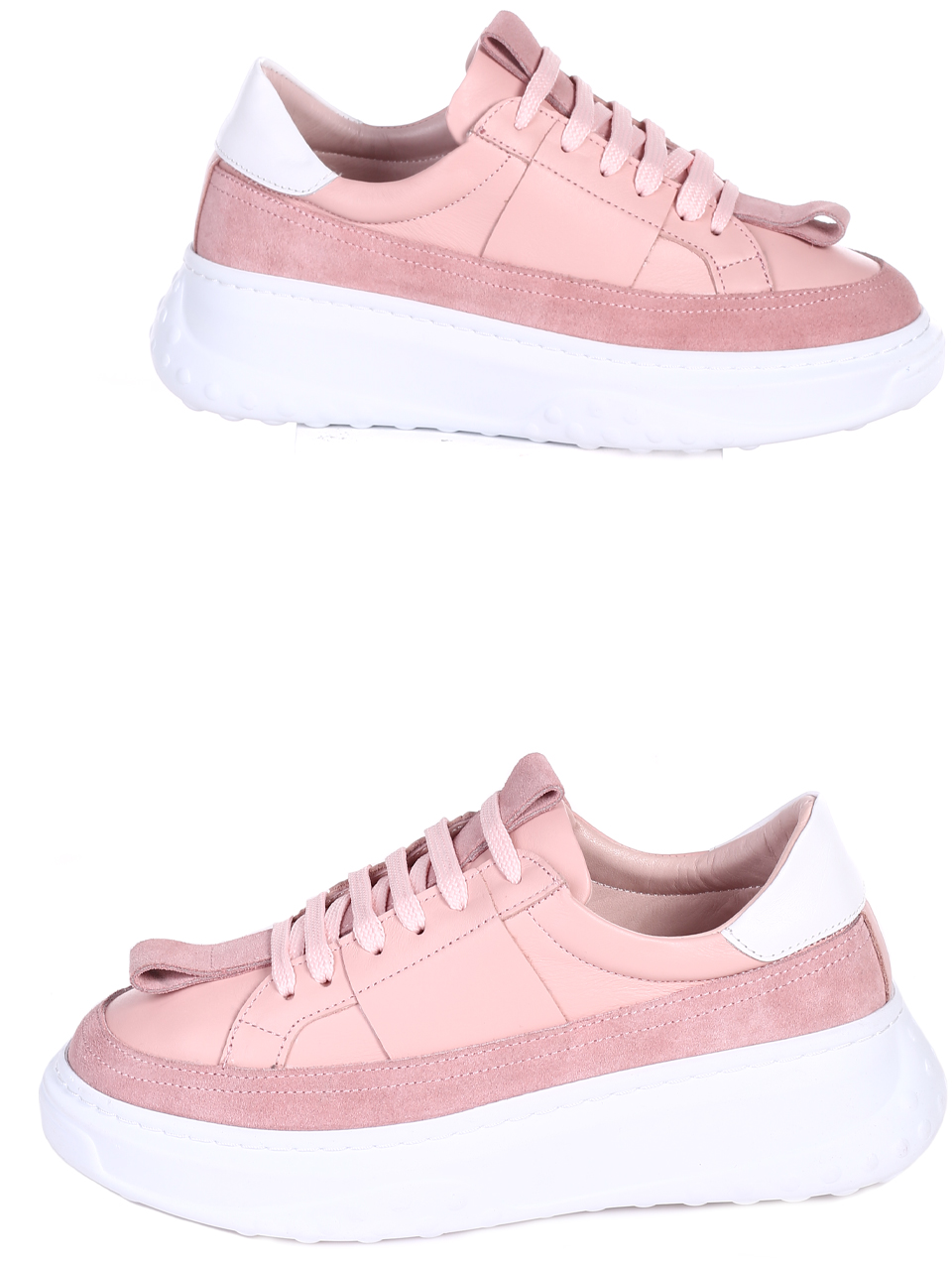 Ежедневни дамски обувки от естествена кожа в розово 3AT-22305 pink