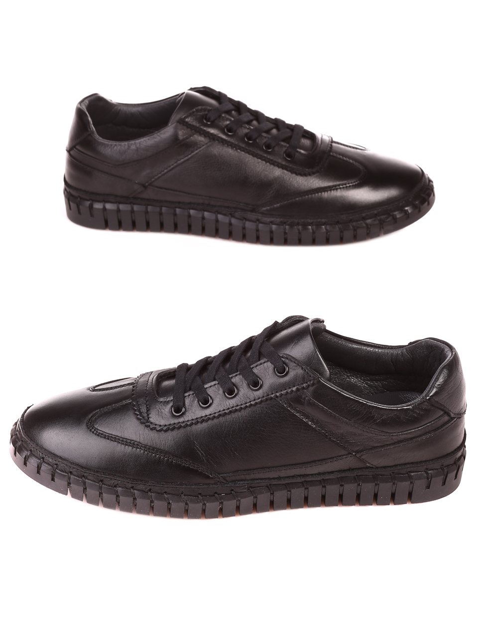 Ежедневни мъжки обувки от естествена кожа 7AT-22329 black