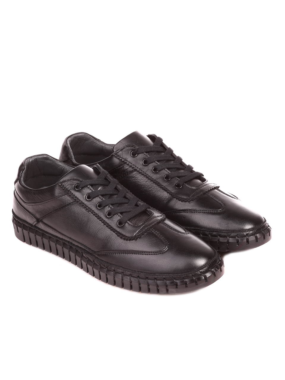 Ежедневни мъжки обувки от естествена кожа 7AT-22329 black