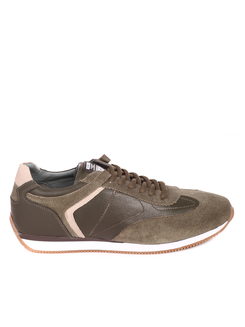 Ежедневни мъжки обувки от естествена кожа и естествен велур 7AT-22279 khaki