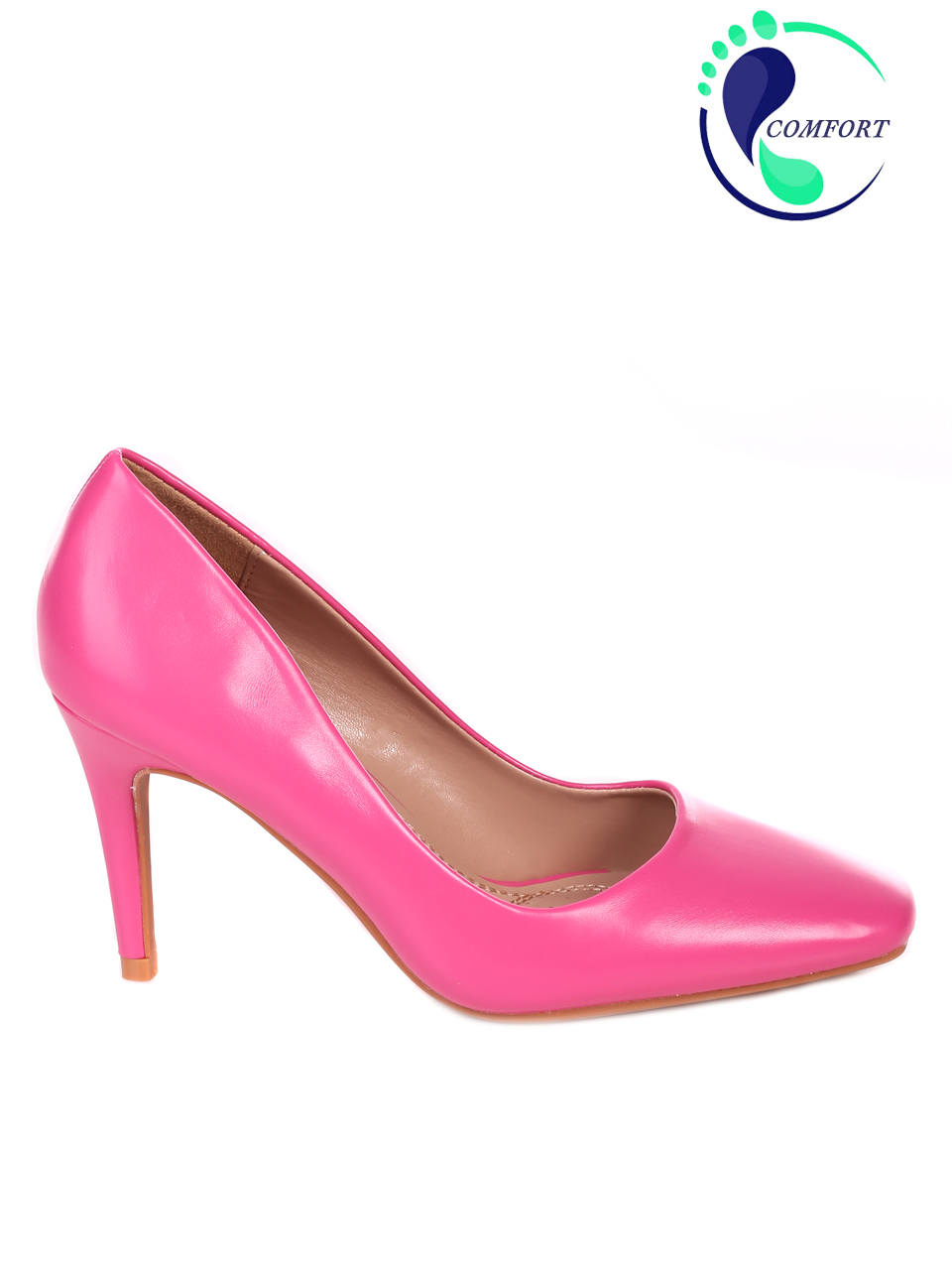 Елегантни дамски обувки на ток в розово 3R-22196 fuchsia