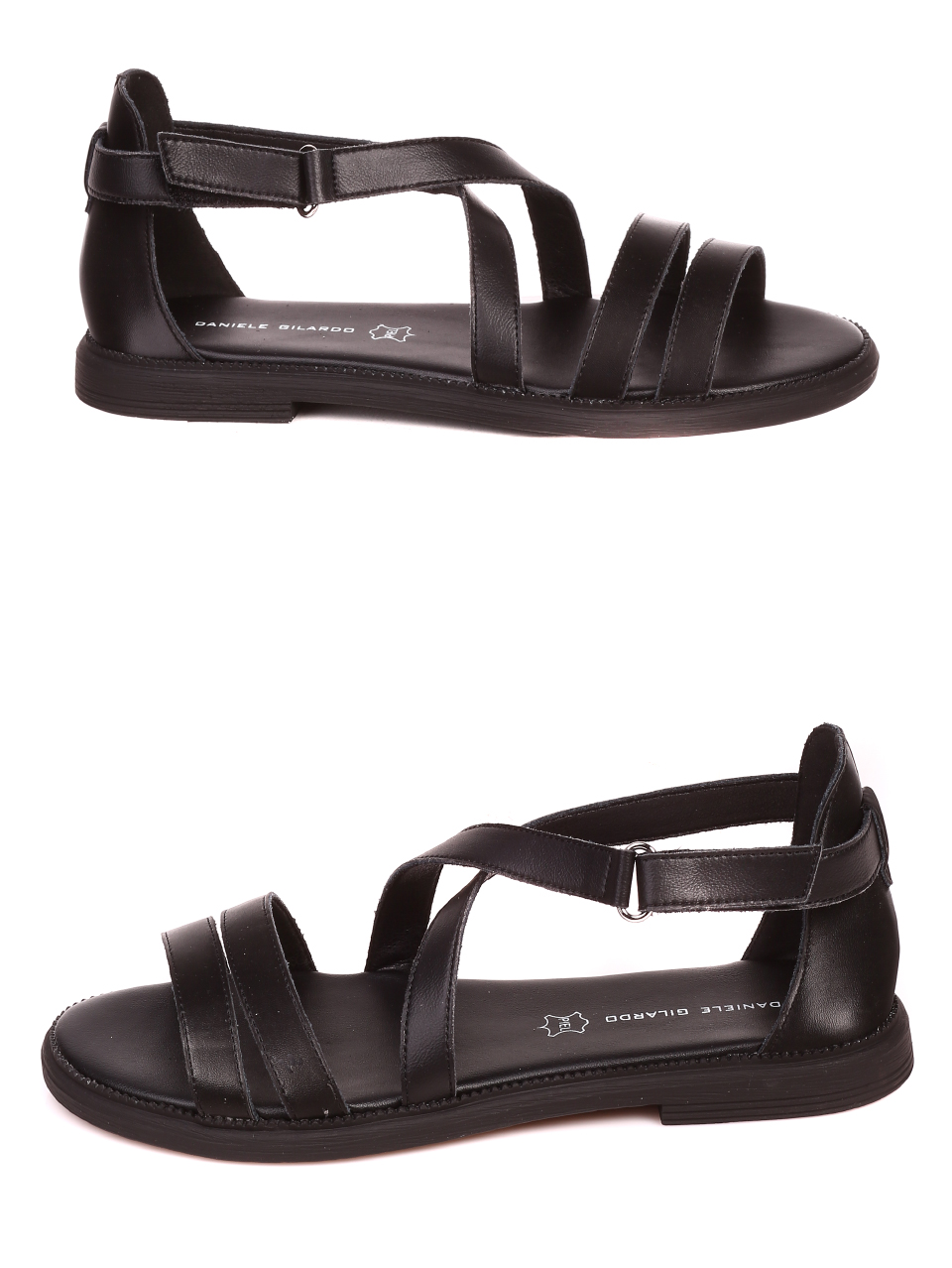 Ежедневни дамски равни сандали от естествена кожа 4AF-22190 black-21168