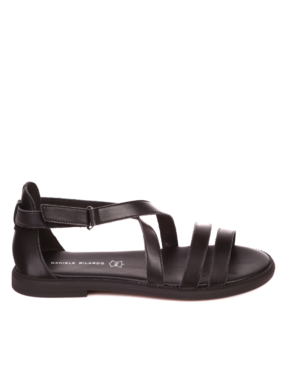 Ежедневни дамски равни сандали от естествена кожа 4AF-22190 black-21168