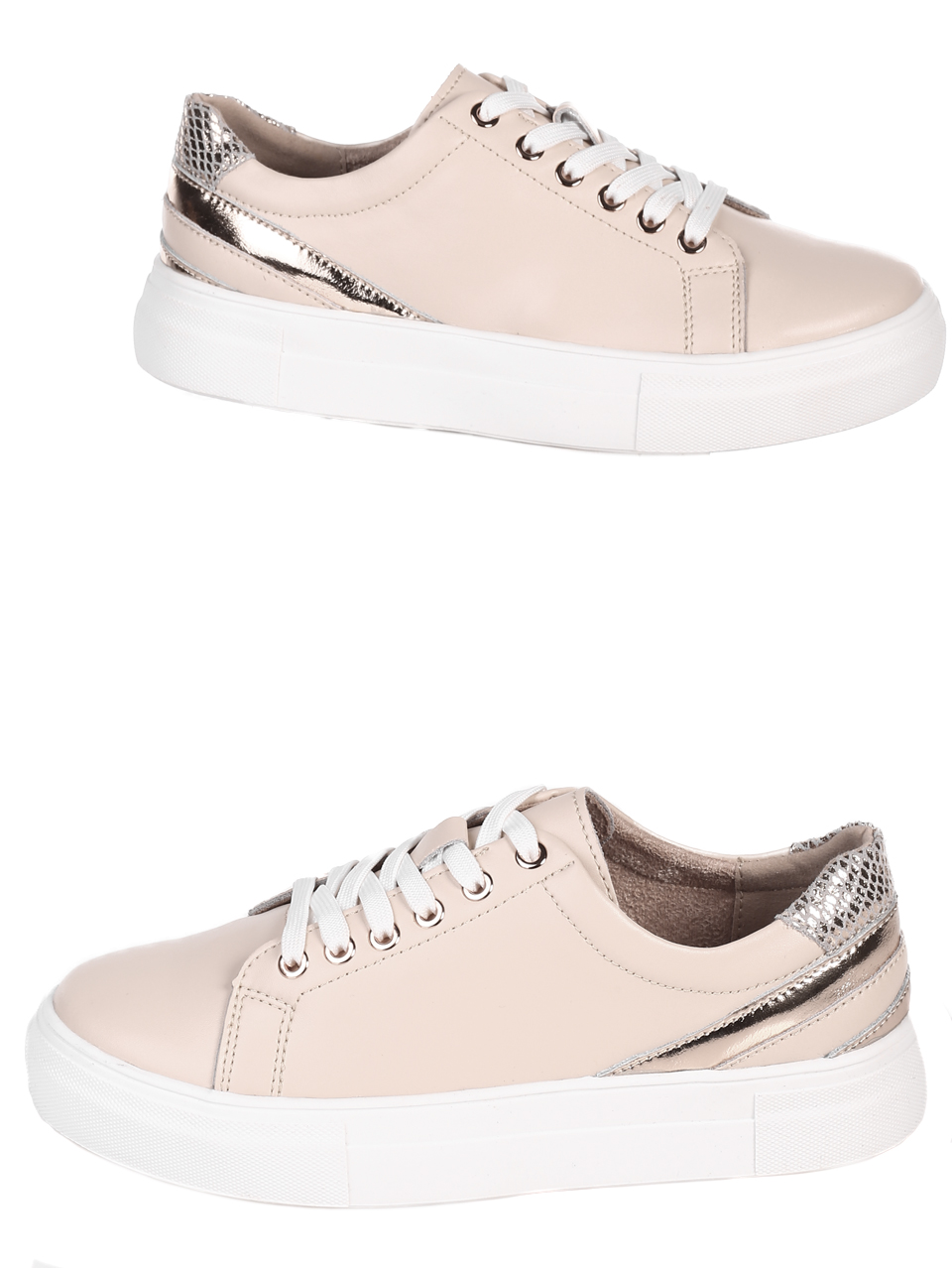 Ежедневни дамски обувки от естествена кожа в бежово 3AF-22127 beige