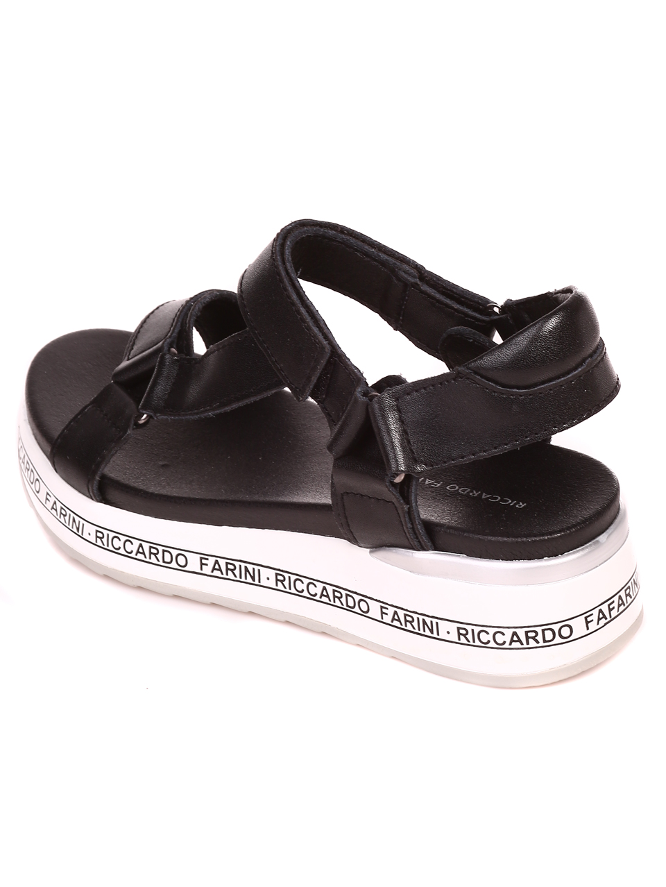 Ежедневни дамски сандали на платформа от естествена кожа 4AF-22146 black