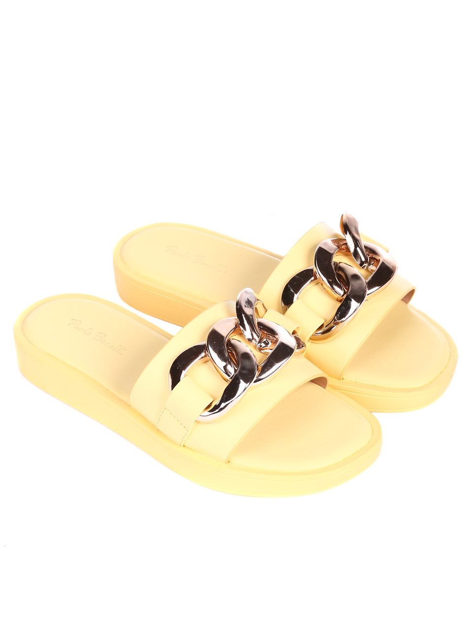 Ежедневни дамски комфортни чехли в жълто 5C-22161 yellow