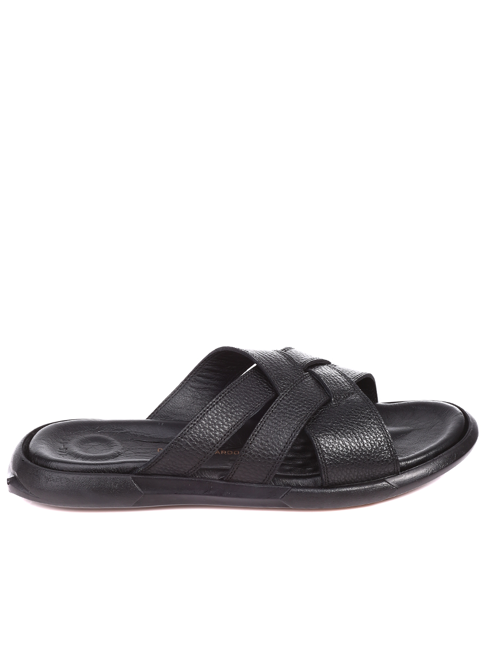 Ежедневни мъжки чехли от естествена кожа 8AT-22346 black