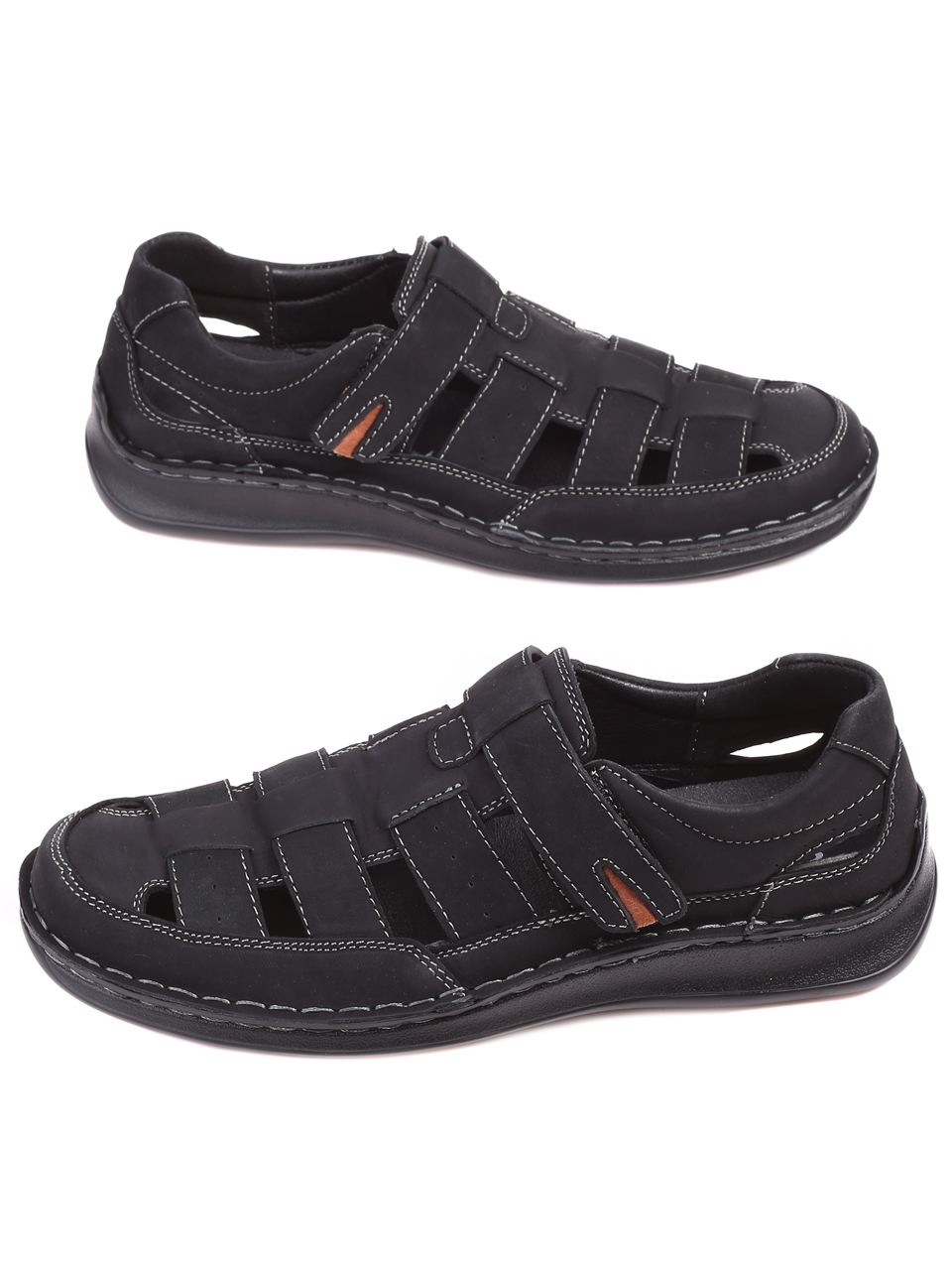 Ежедневни мъжки сандали от естествен набук  7N-22270 black