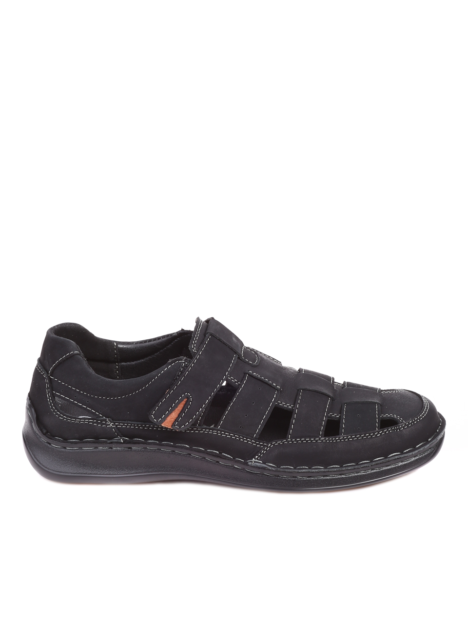 Ежедневни мъжки сандали от естествен набук  7N-22270 black