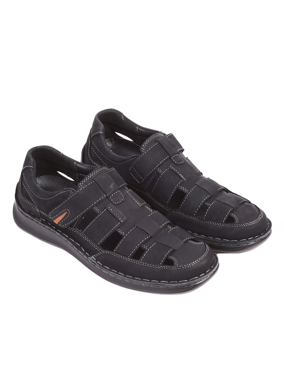 Ежедневни мъжки сандали от естествен набук  7N-22270 black
