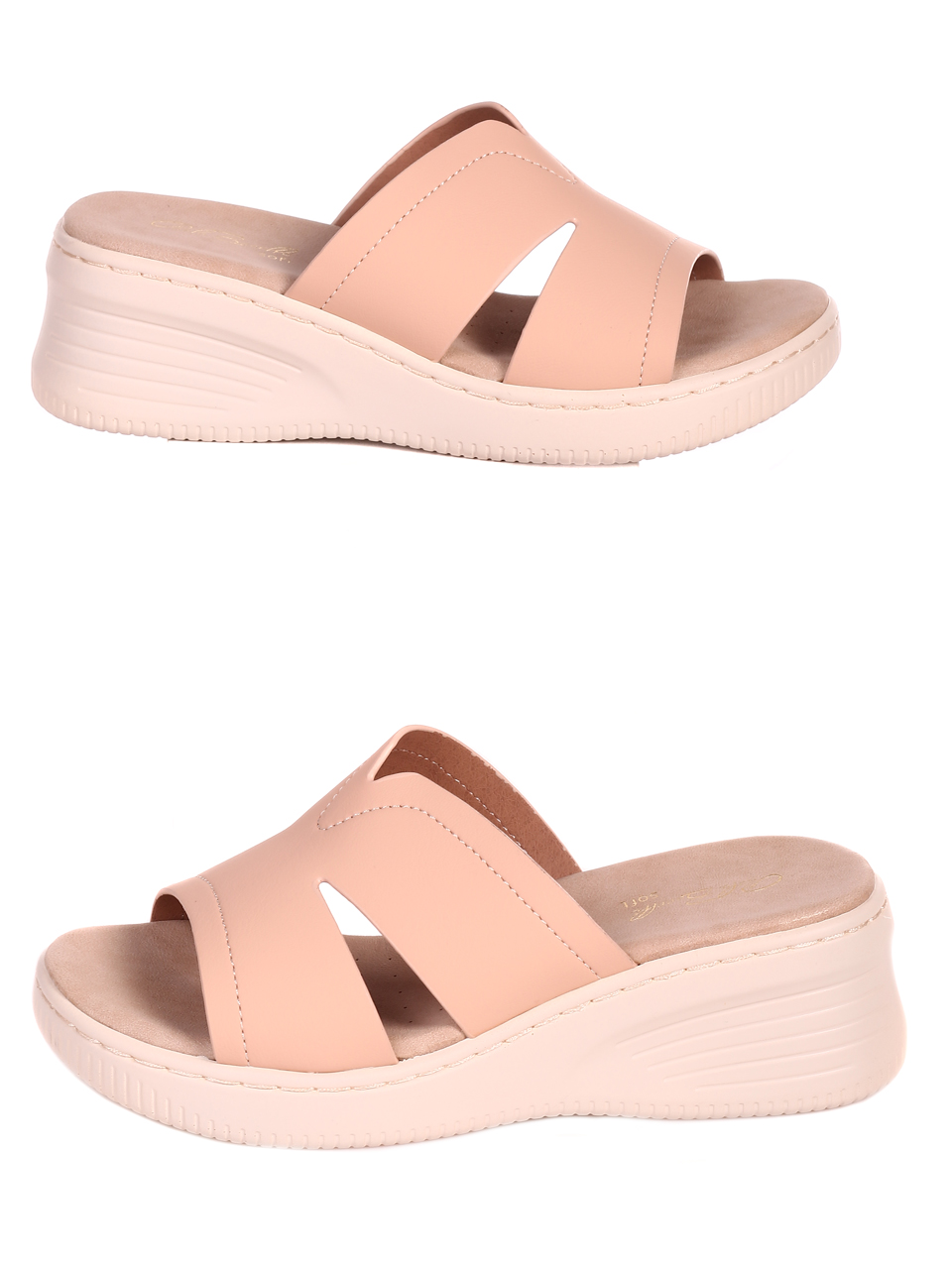 Ежедневни дамски комфортни чехли 5H-22245 beige