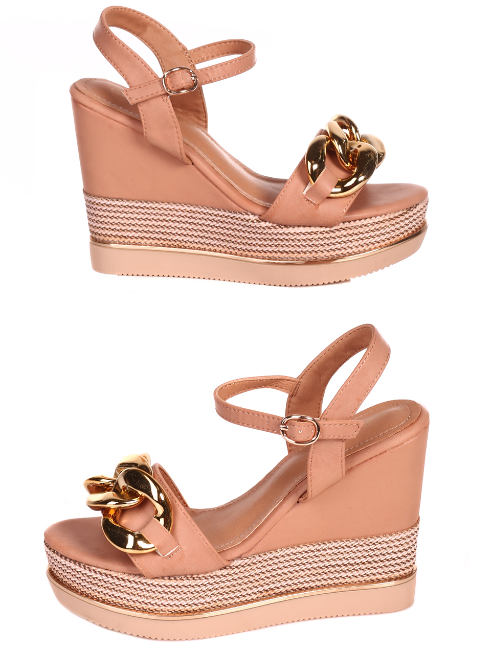 Елегантни дамски сандали на платформа 4H-22255 beige