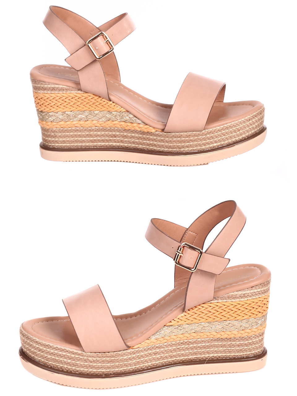 Ежедневни дамски сандали на платформа 4H-22256 beige