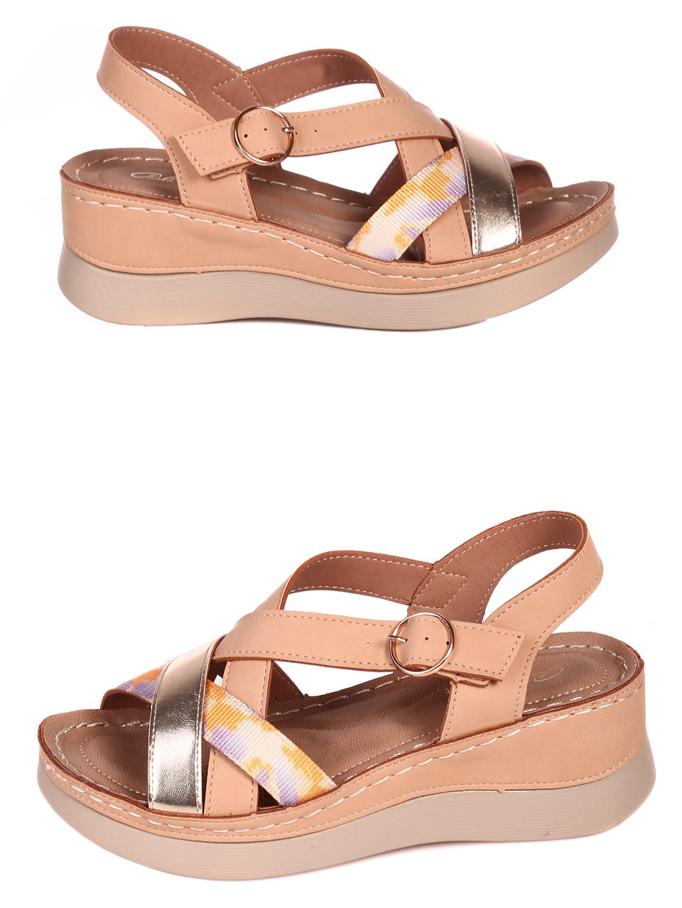 Ежедневни дамски сандали на платформа 4H-22243 beige