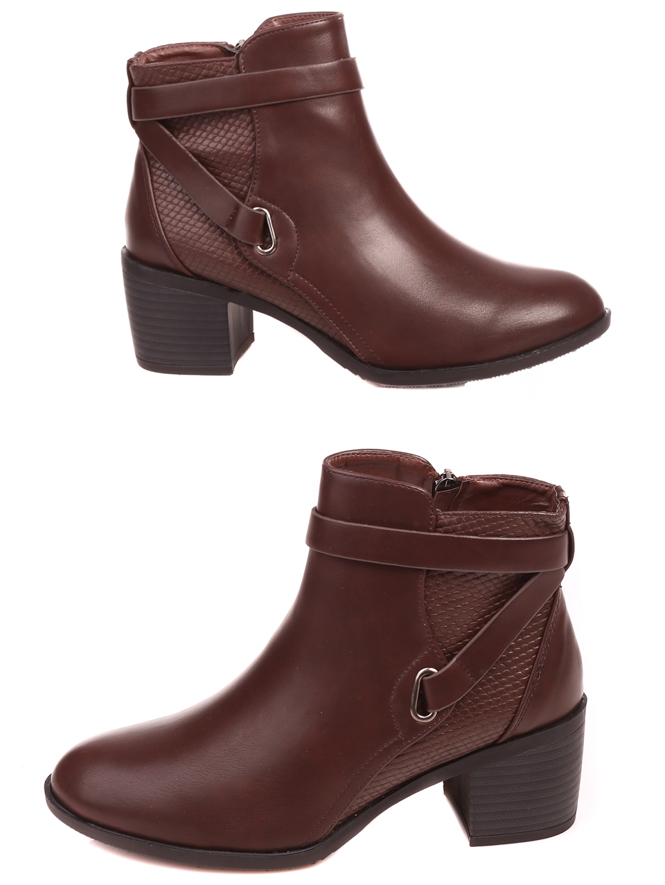 Елегантни дамски боти на ток в кафяво 2M-22502 brown