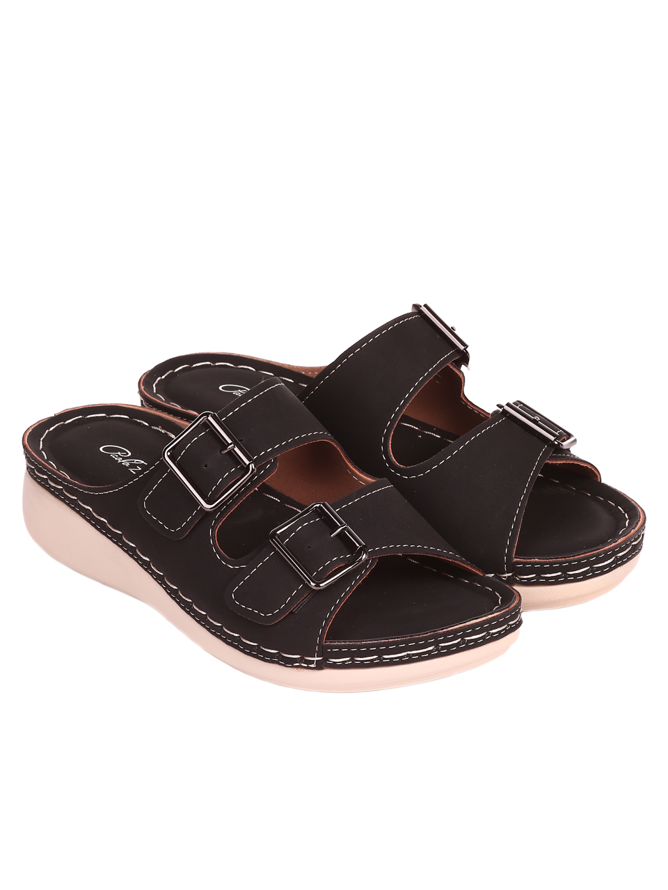 Ежедневни дамски комфортни чехли 5H-22234 black