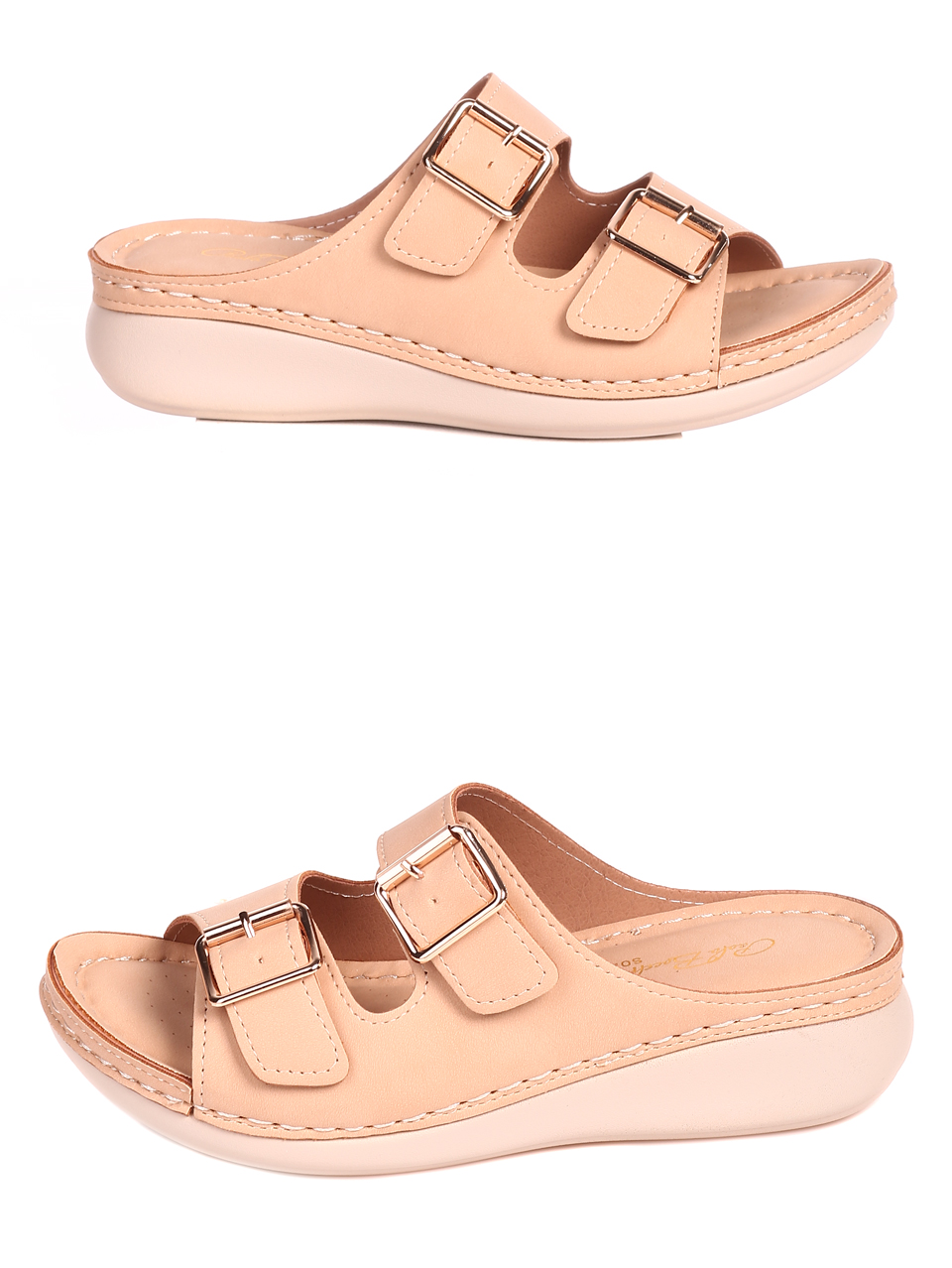 Ежедневни дамски комфортни чехли 5H-22234 beige