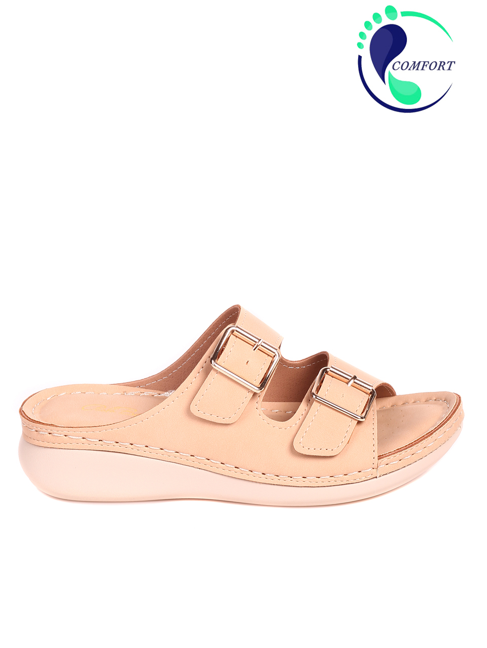 Ежедневни дамски комфортни чехли 5H-22234 beige
