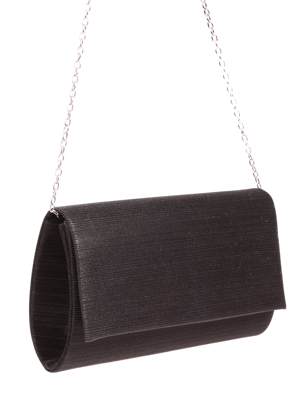 Официална дамска чанта-клъч в черно 9AG-21833 black textile