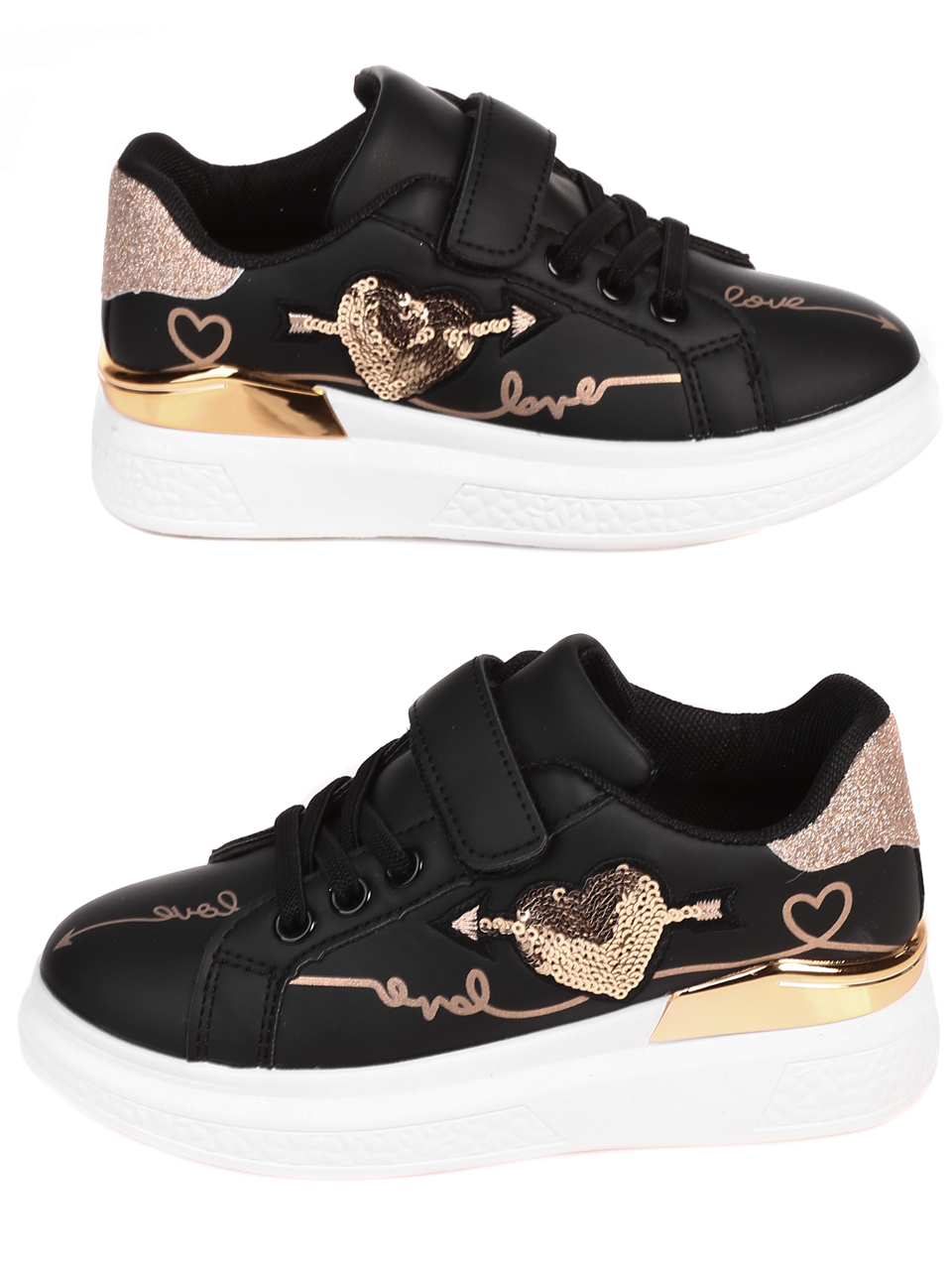 Ежедневни детски обувки в черно и златисто 18U-22036 black/gold
