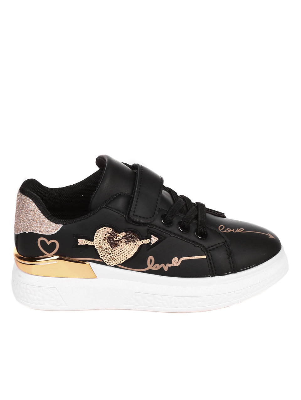 Ежедневни детски обувки в черно и златисто 18U-22036 black/gold