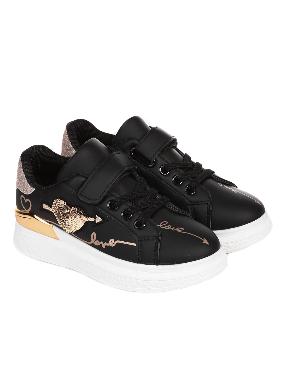Ежедневни детски обувки в черно и златисто 18U-22036 black/gold