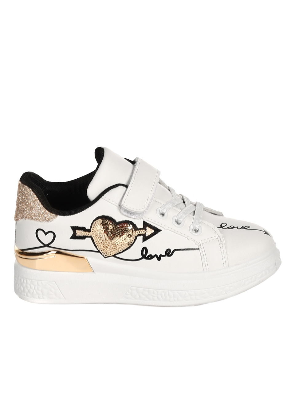Ежедневни детски обувки в бяло и златисто 18U-22036 white/gold