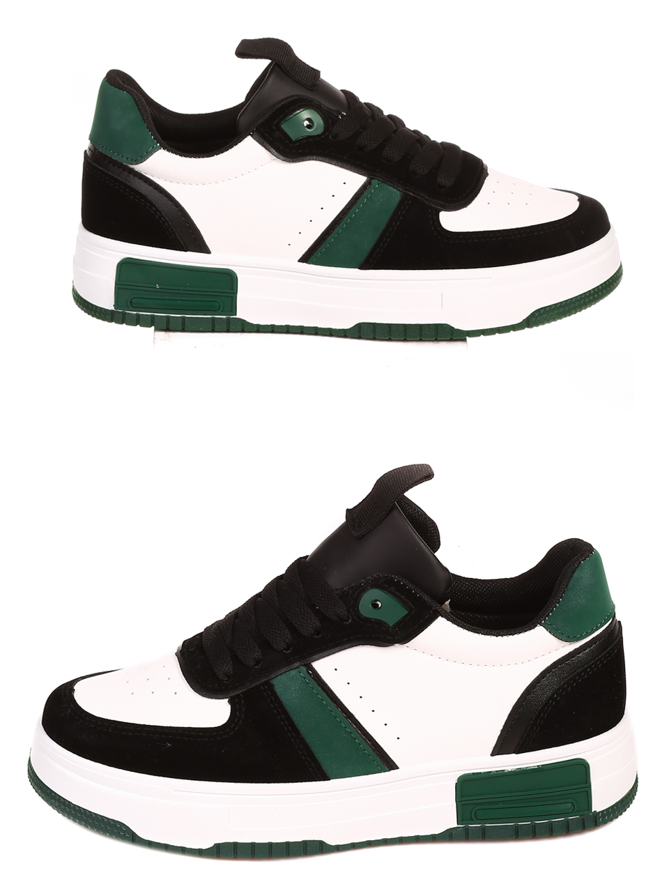 Ежедневни дамски кецове на платформа 3U-22537 black/green