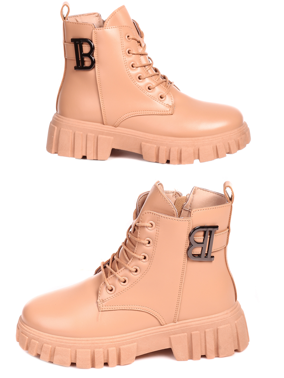 Ежедневни дамски боти в бежово 2U-22549 beige