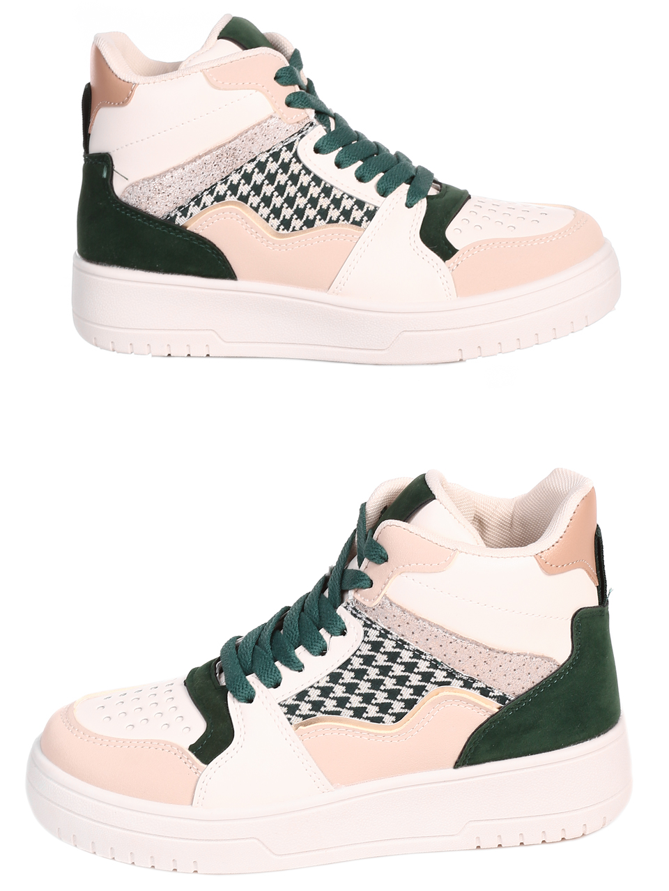 Ежедневни дамски боти в бяло и зелено 2U-22592 white/green
