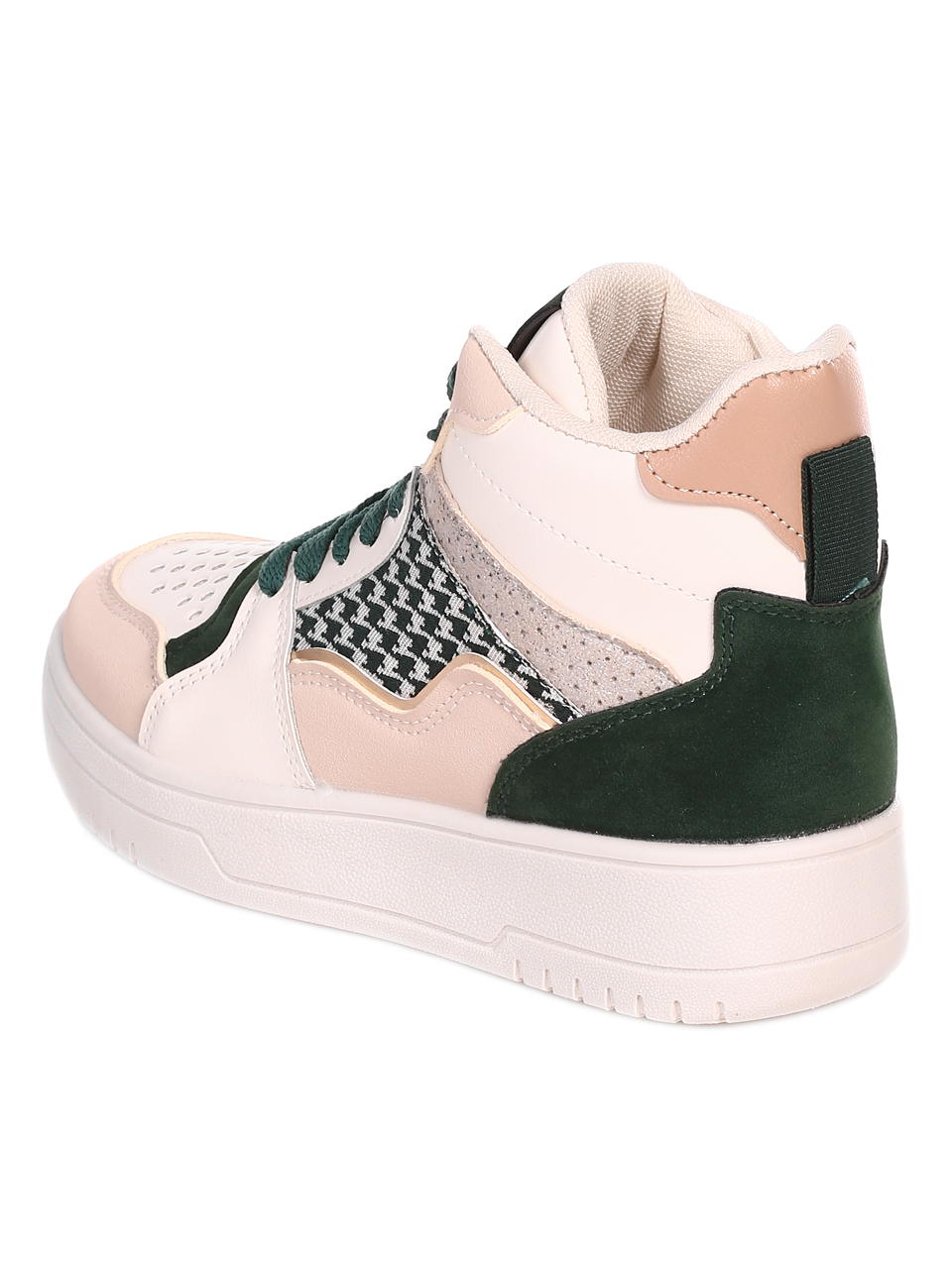 Ежедневни дамски боти в бяло и зелено 2U-22592 white/green