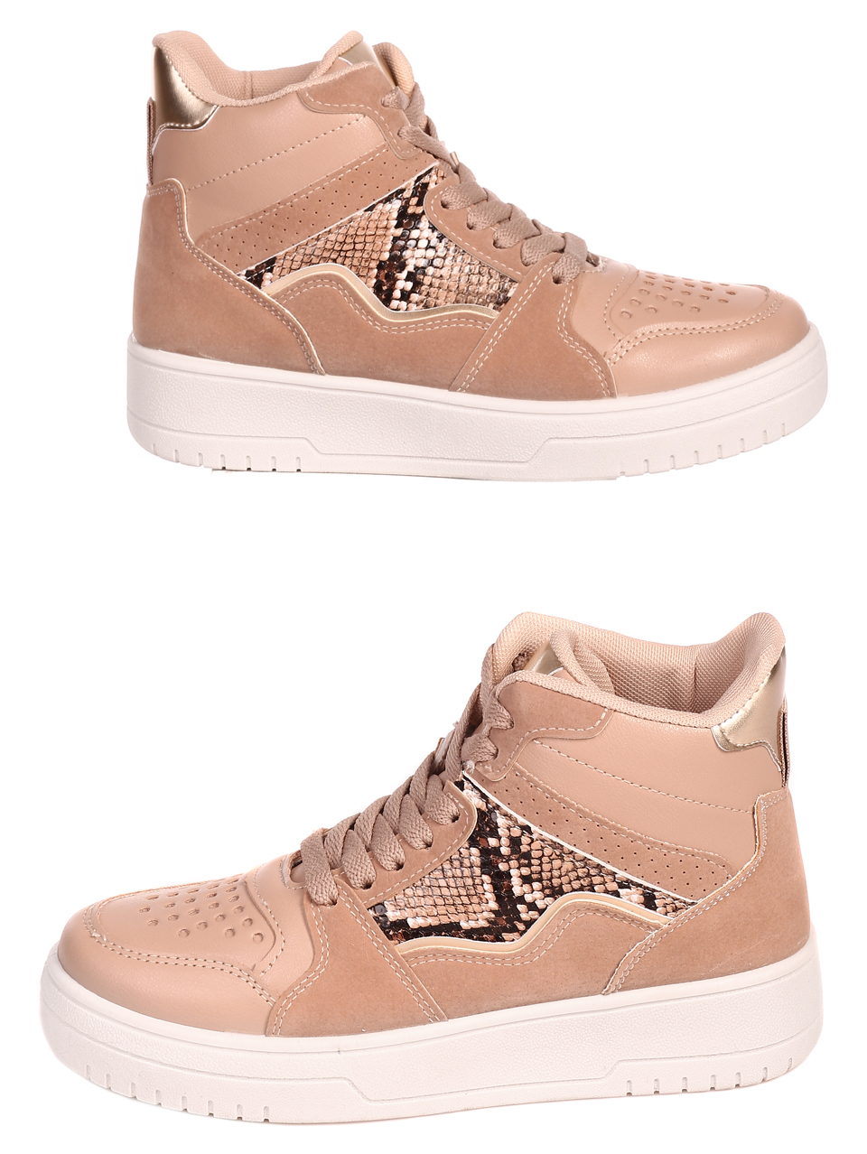 Ежедневни дамски боти е бежово 2U-22592 beige/snake
