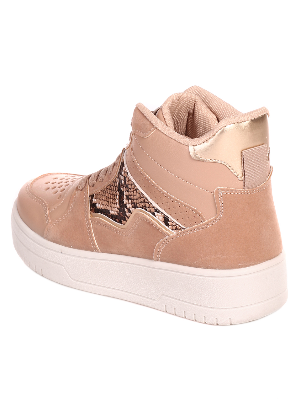 Ежедневни дамски боти е бежово 2U-22592 beige/snake