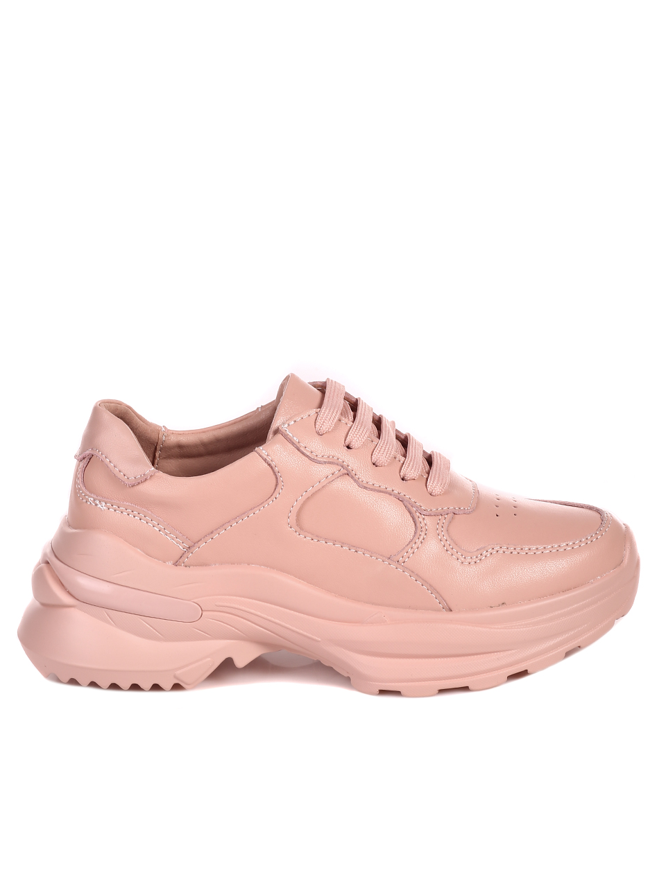 Ежедневни дамски обувки от естествена кожа в розово 3AF-22654 pink