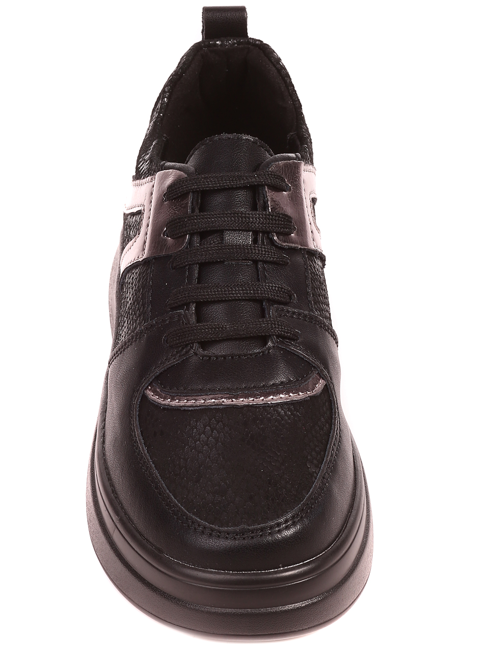 Ежедневни дамски обувки от естествена кожа в черно 3AF-22658 black/pewter