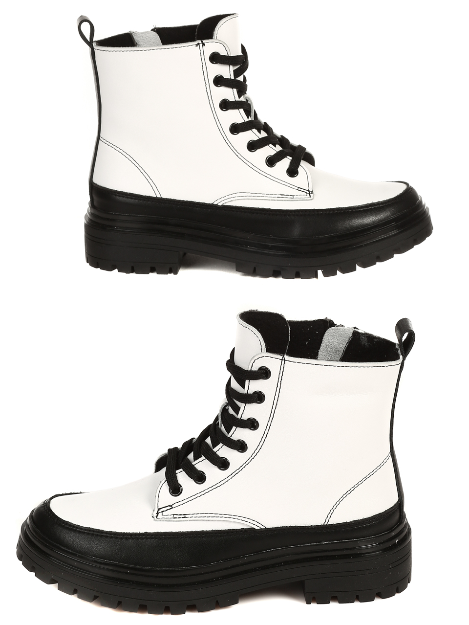 Ежедневни дамски боти от естествена кожа в черно и бяло 2AF-22659 black/white
