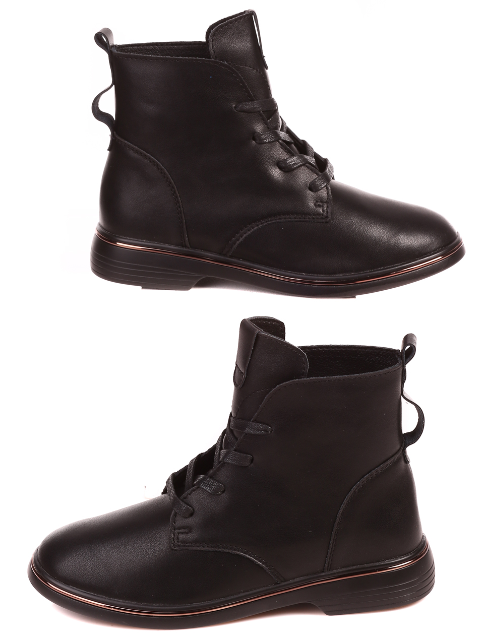 Ежедневни дамски боти от естествена кожа в черно 2AF-22660 black