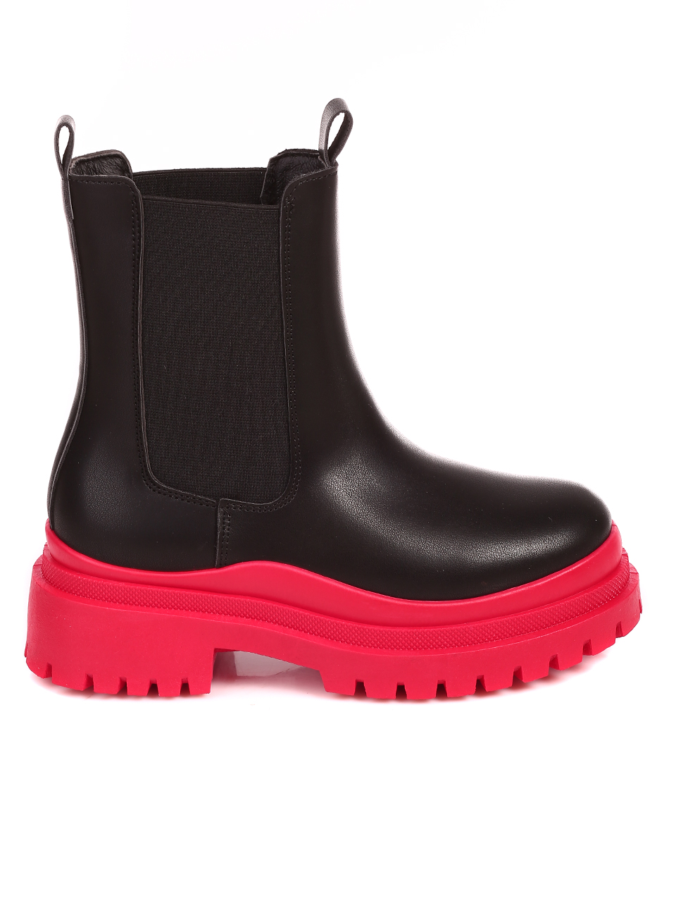Ежедневни дамски боти на платформа в черно 2U-22543 black/red