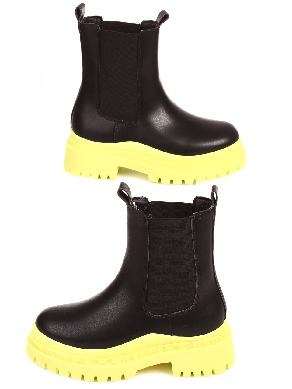 Ежедневни дамски боти на платформа в черно 2U-22543 black/green
