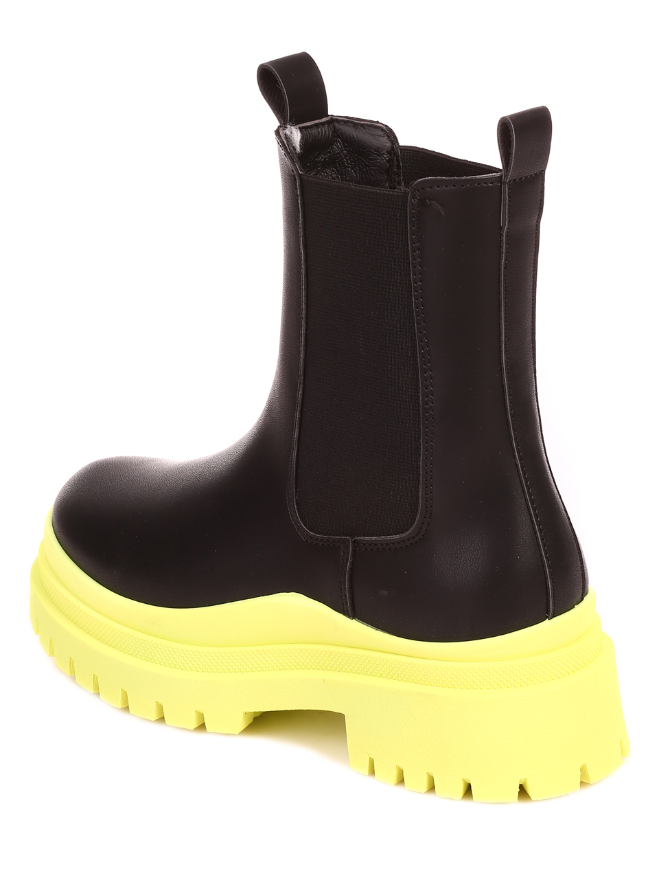 Ежедневни дамски боти на платформа в черно 2U-22543 black/green